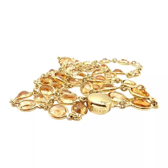 Rare! Authentic Laura Munder 18k Yellow Gold Citrine Long 24" Necklace - Picture 8 of 10